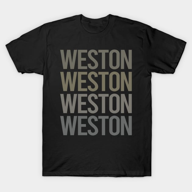 Gray Text Art Weston T-Shirt by flaskoverhand